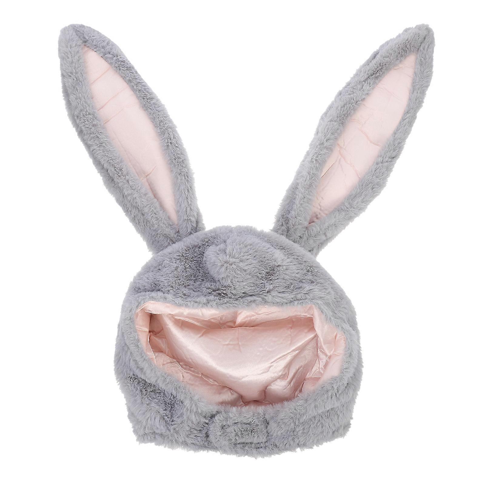 Rabbit Ears Hat Costume For Adults At Christmas Parties In Light Grey Color For Warmth 1Pcs