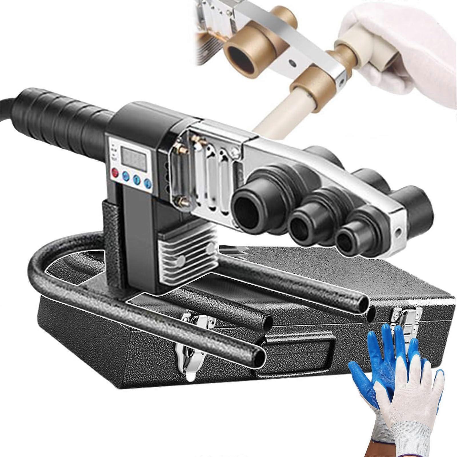 Soldering Iron Kit for Plastic Pipe, Digital Display, 6 Punch Heads and Cutters, Electric Soldering Tool for PVC/PPR/PE Pipe