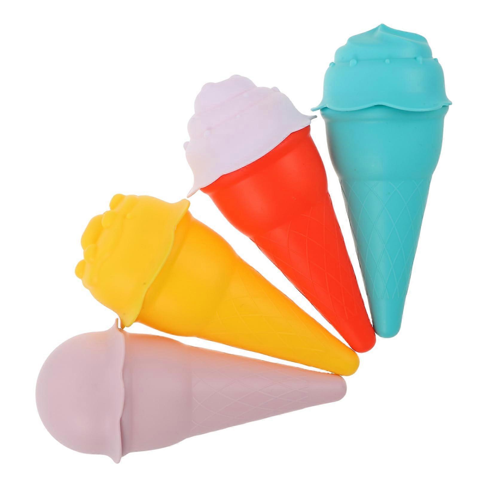 4Piece Sand Toy Set for Toddlers with Ice Cream Sand Molds, Colorful Beach Toys for Garden and Park, Lightweight and Portable