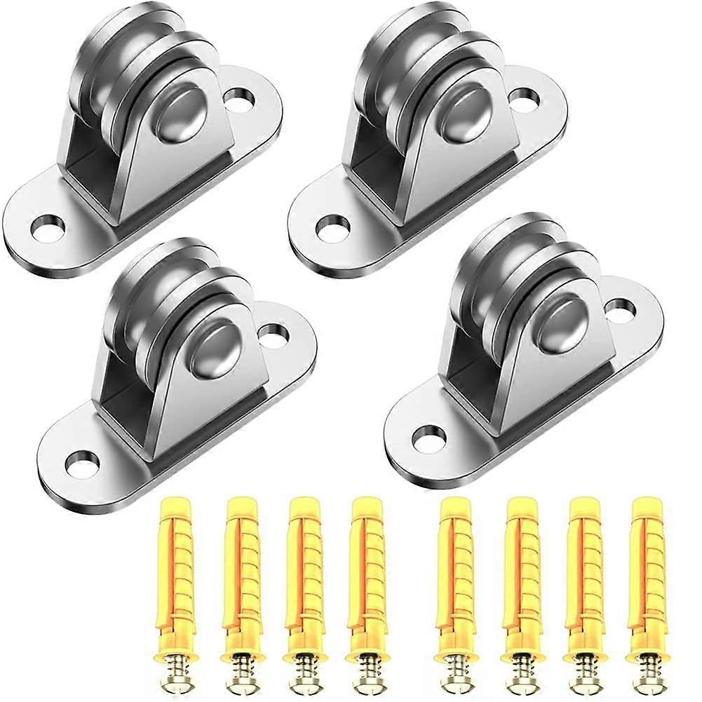 304 Stainless Steel Pulley Block Small Pulley Block Silent Pulley Material Handling and DIY Kit Moving 4PCS Ref: 8871