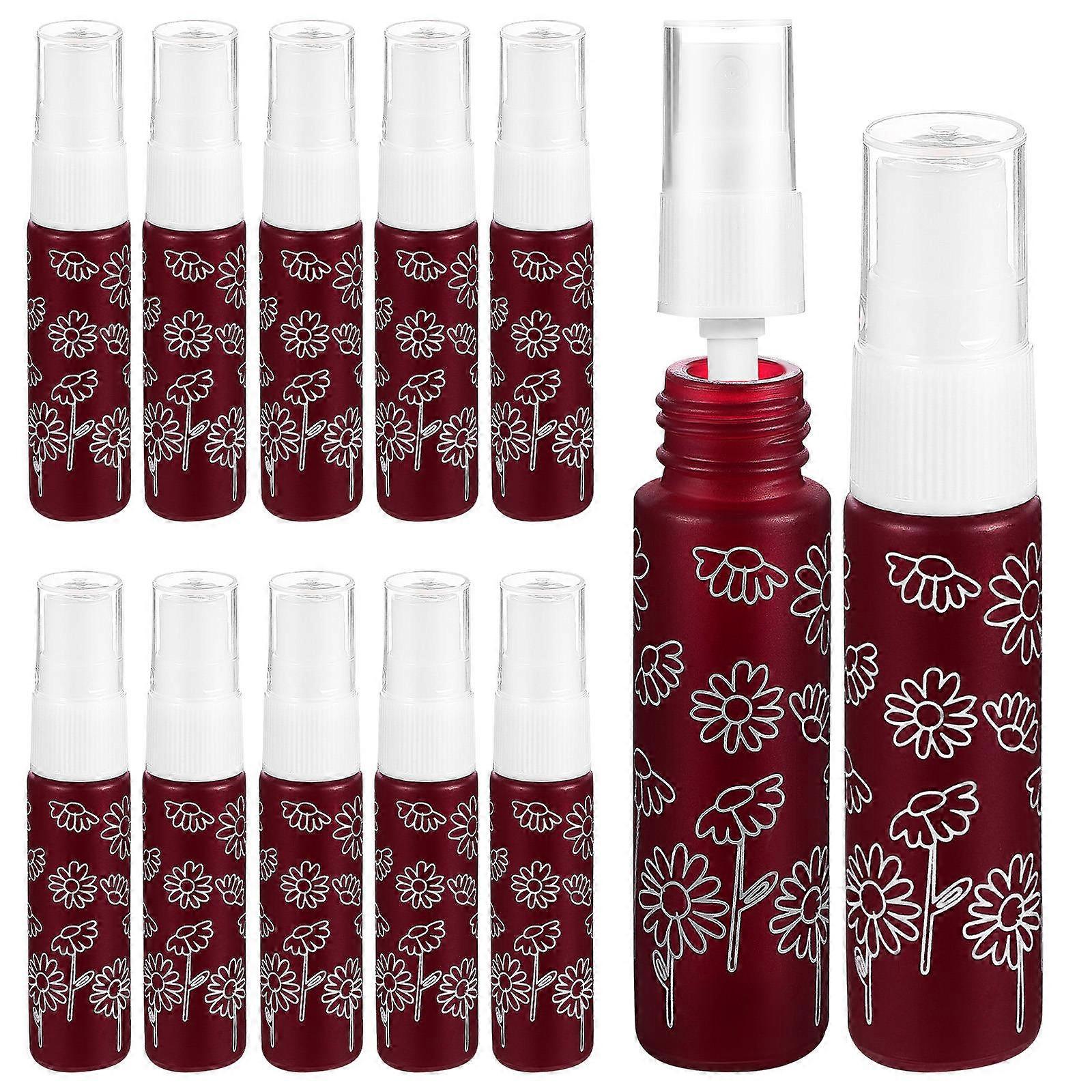 Glass Perfume Atomizer Travel Refillable 12Pcs Perfume Spray Bottles Dark Red Compact Essential Oil Storage