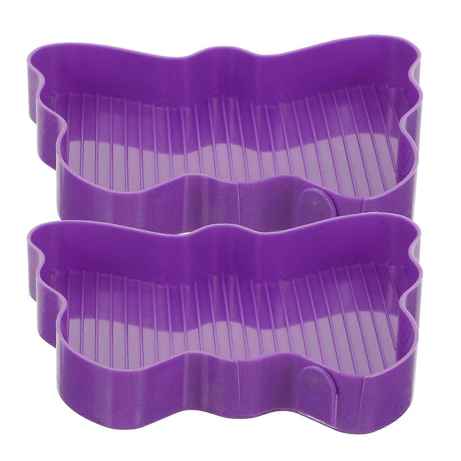 Purple Bead Sorting Tray Plastic Butterfly Diamond Tray for 2Pcs