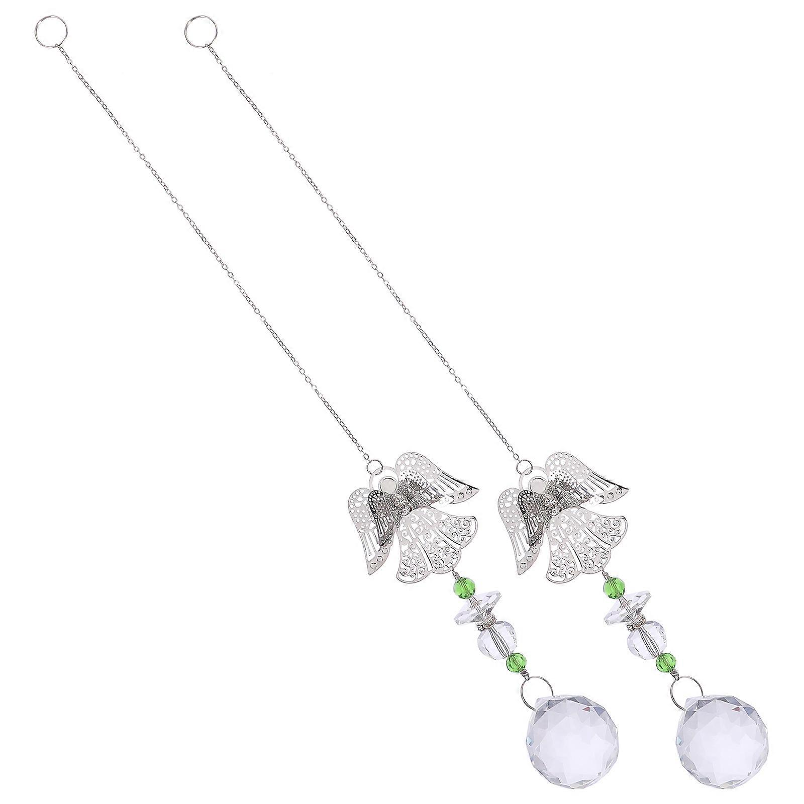 Crystal Angel Lamp Ornaments For Home Decoration And Garden Use In Green Color With Bright Reflective Function 2Pcs