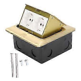 Pop Up Floor Outlet EU Standard 2 Position Desktop Receptacle Socket Brass Golden 16A AC250V