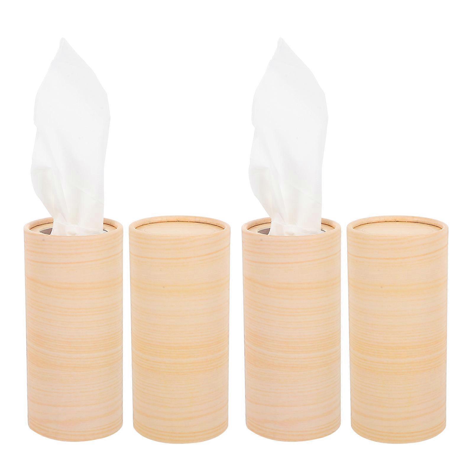 4pcs Car Tissue Cylinder Holder Refillable Tissue Dispenser for Cup Holders, Soft Facial Napkin Box for Vehicle Interior, Travel & Home Use