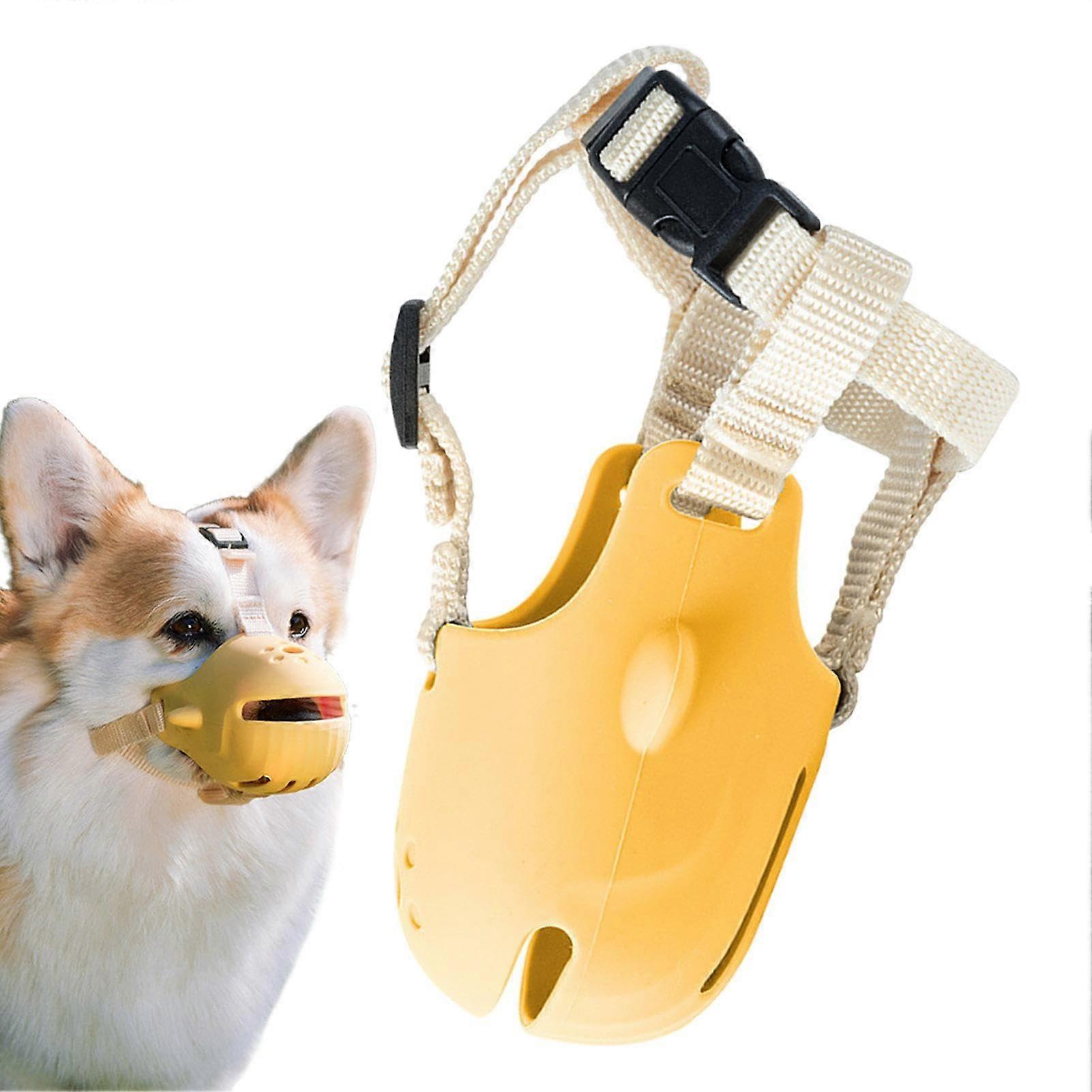 Funny Dog Muzzles, Silicone Muzzles in Whale Shape, Soft Muzzles for Pets, Yellow Mouth Cover for Hiking, Training l Yellow