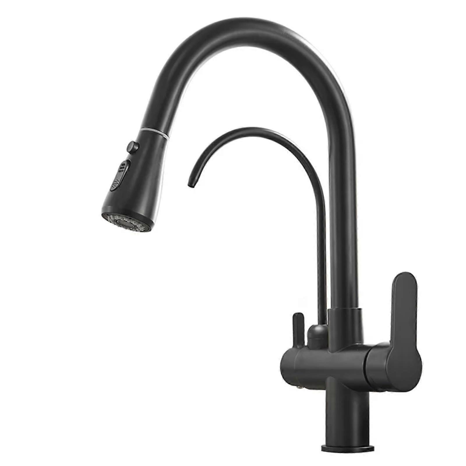 3in1 Filter Kitchen Faucet with Drinking Water Tap, Arc Water Filter, Purifier, Sink Mixer (Matte Black)
