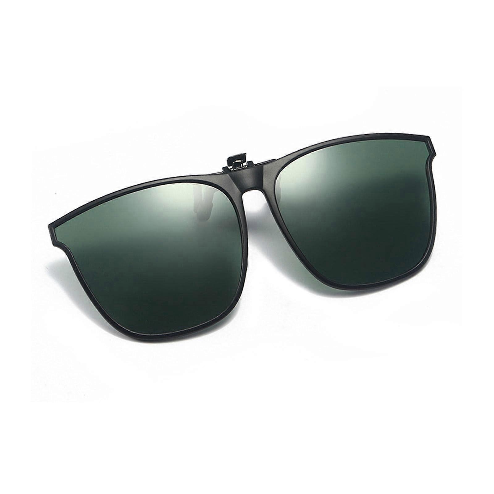 Portable Clip-On Sunglasses for Men and Women, Vintage Dark Green Square Fashion Glasses for Car Drivers, Model X9s4