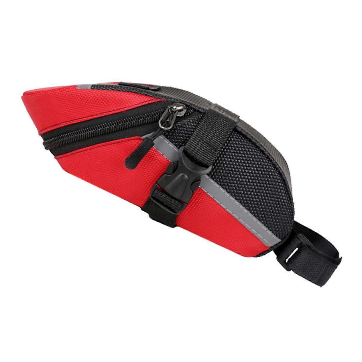 Waterproof bicycle saddle bag, practical rear seat bag with large storage for phone, wallet, and tools, suitable for mountain and road bikes, red.