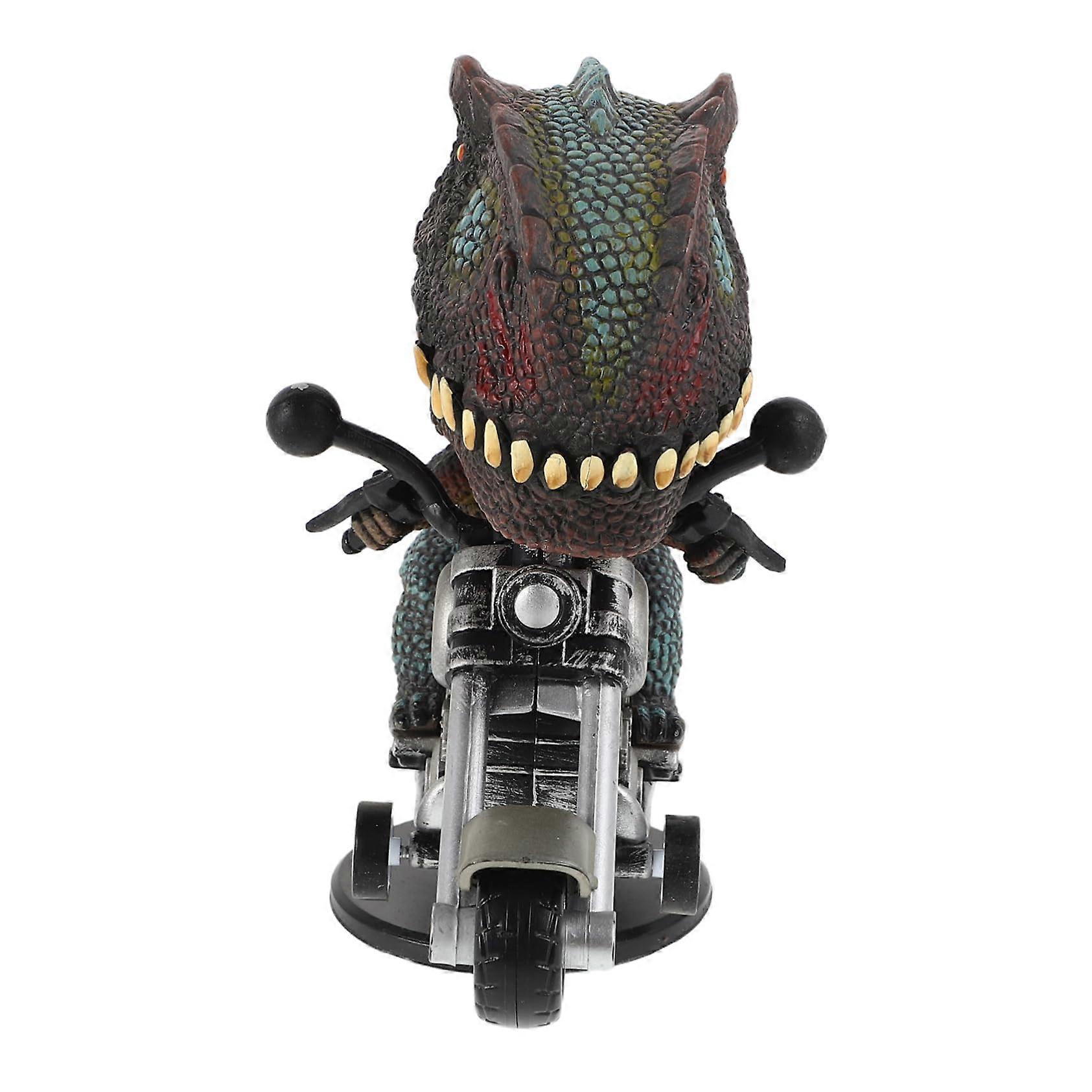 Dinosaur Motorcycle Rotating Car Ornament for Creative Car Decoration, Easy to Place, InertiaPowered, Durable Materials, Fun Design for Vehicles'
