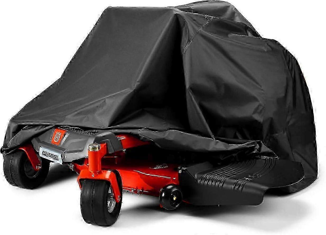 Zero turn mower cover, universal fit, made of durable 420D Oxford polyester, weatherproof UV protection, with wind buckle, draw cord and S