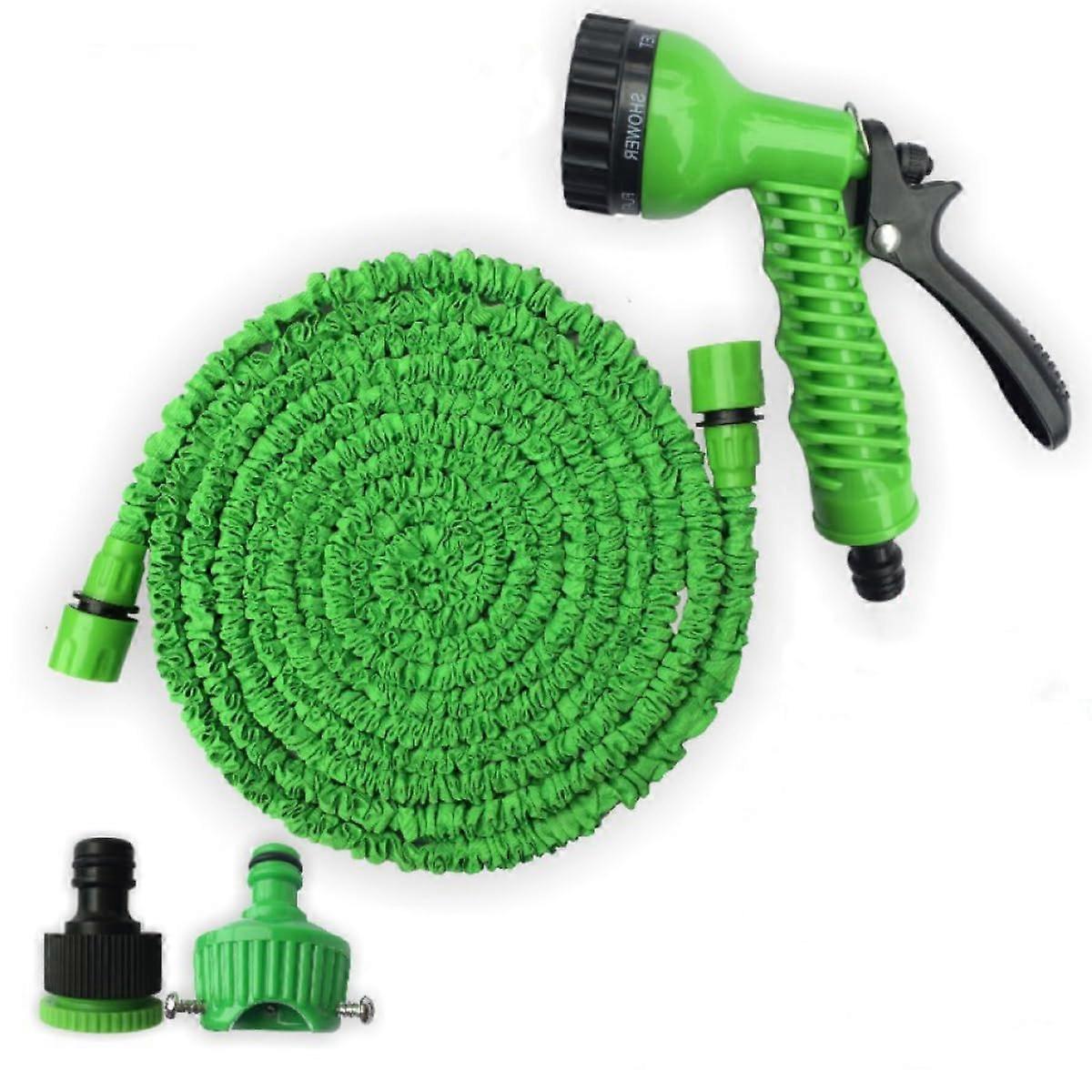 Flexible Garden Hose 30m Expandable Hose with 7 Function Spray Nozzles for Yard and Car Washing Outdoor Use Green