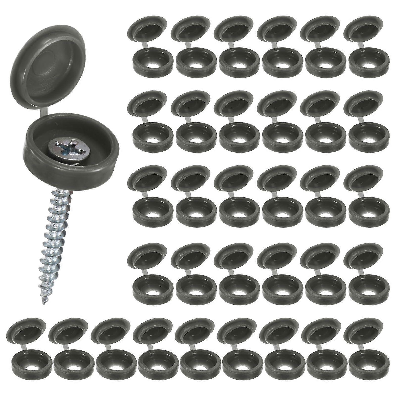 Plastic Hinge Screw Cap Covers 100-Pack, 4mm Roller Shutter Screws With Caps, M3/M4/M5 Heads, Dark Gray