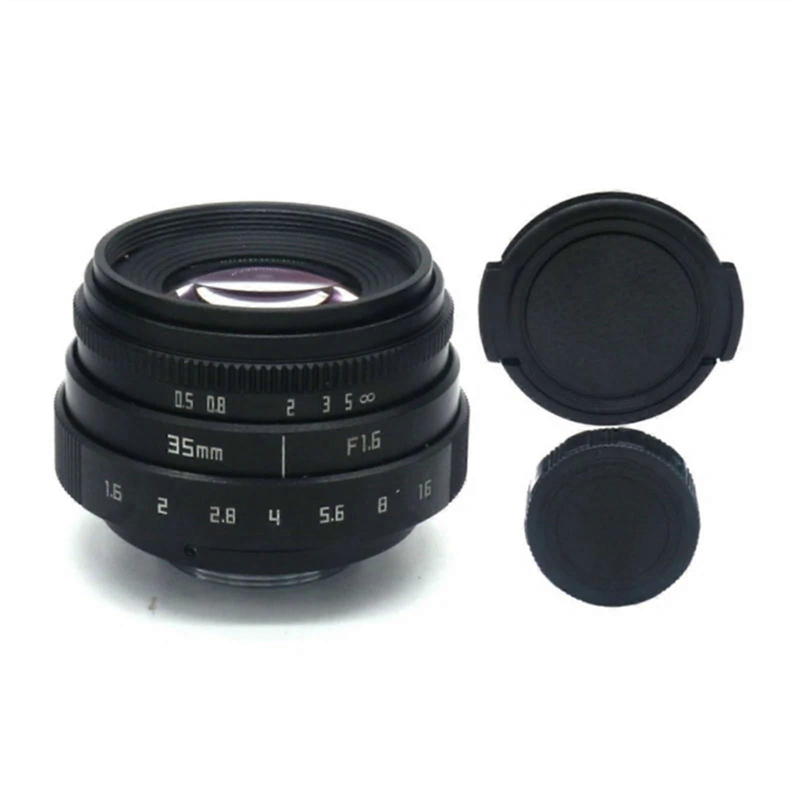 35mm F1.6 CMount Large Aperture Manual Fixed Portrait Camera Lens Accessory for M4/3Mount Cameras (Black)