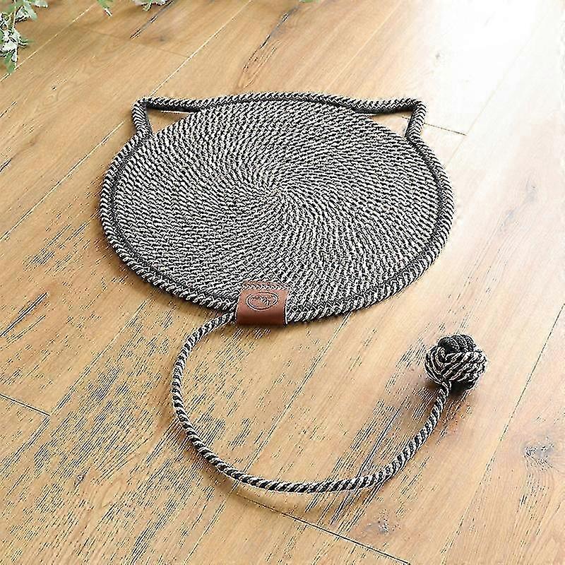 Round Natural Cotton Rope Floor Scratcher Pad for Cats, 42cm Cat Toy Mat Horizontal Scratch Surface for Feline Fun