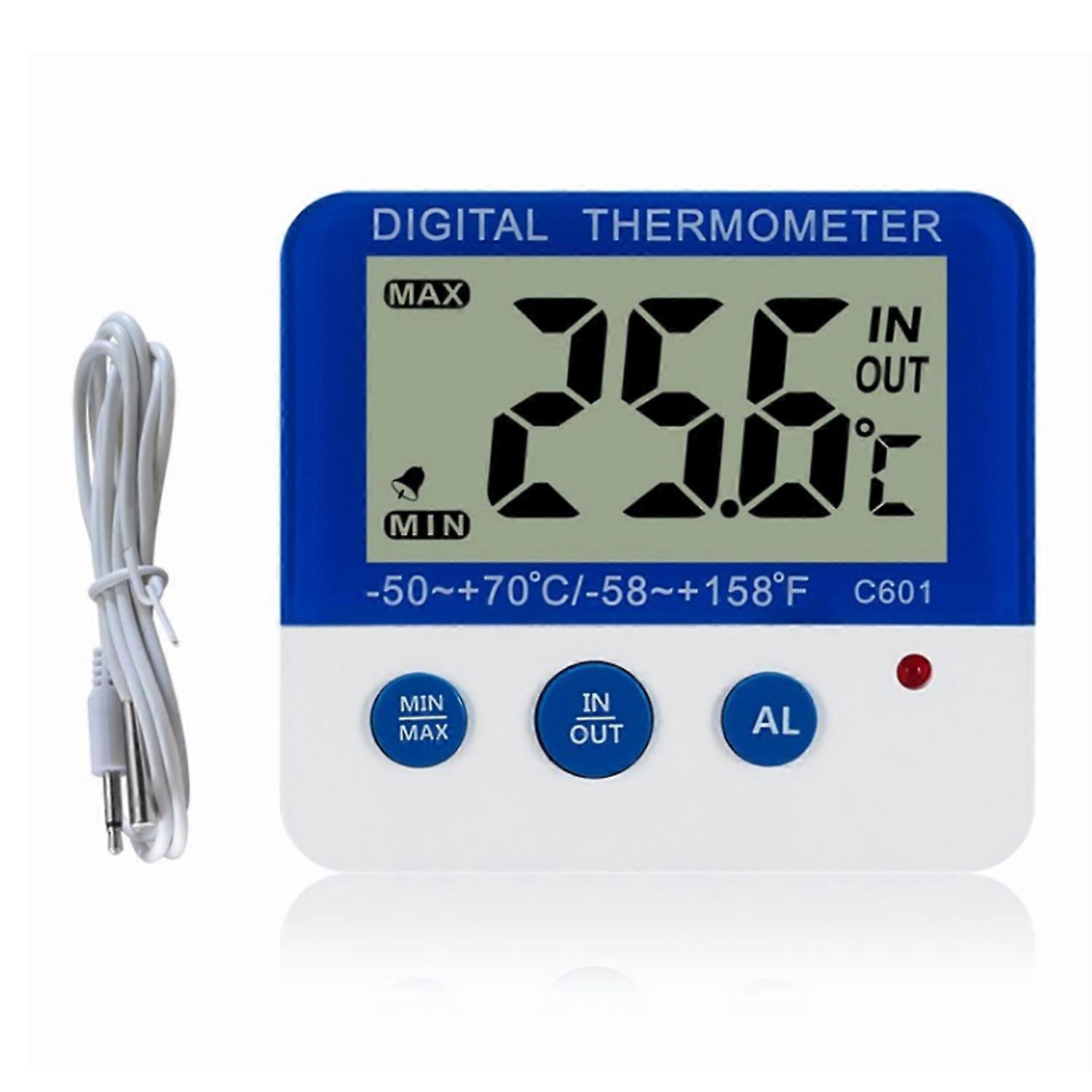 Digital Fridge Thermometer with Alarm, Max Min Temperature Display, Easy Read LCD