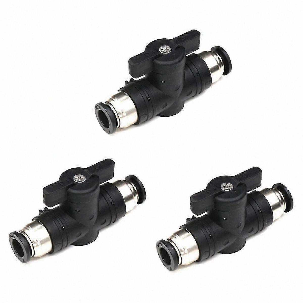 4mm Quick Connect Ball Valve for Air Flow Control, Push-to-Connect Tube Fittings, 3 Pack