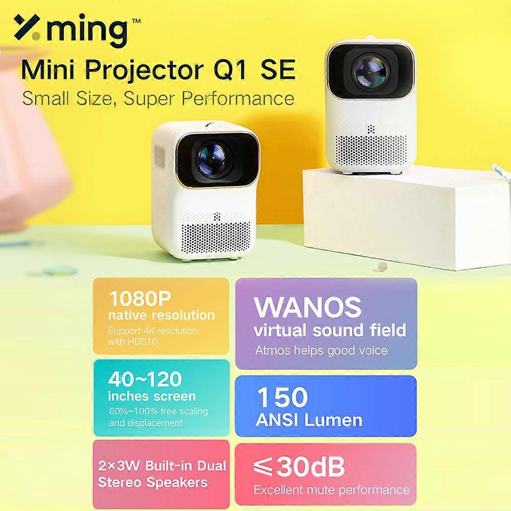Xming Mini Projector Q1 SE LED 1080P HD Clear Projection w/Keystone Correction/Low Noise Home Theater Media Player Video Beamer Global Version