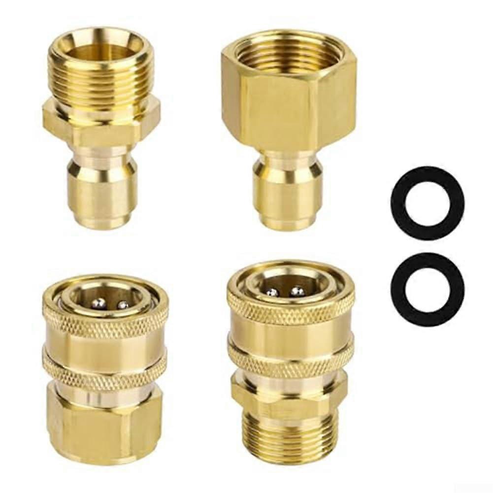 Brass M22 14mm to 1/4in Pressure Washer Fittings 4pcs Set with Enhanced Sealing and Durability for Improved Performance
