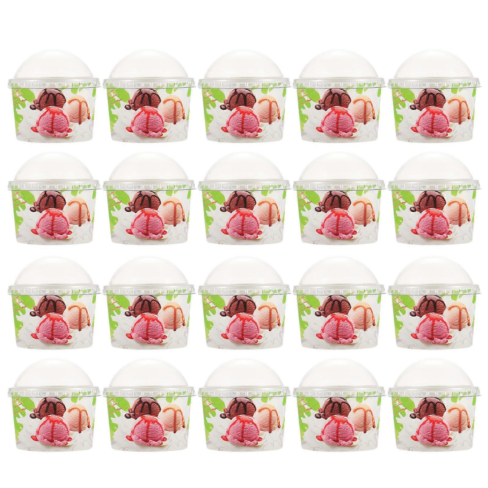 Paper Ice Cream Containers with Dome Lid for Birthday Parties Assorted Color Paper and Pp 100 Sets