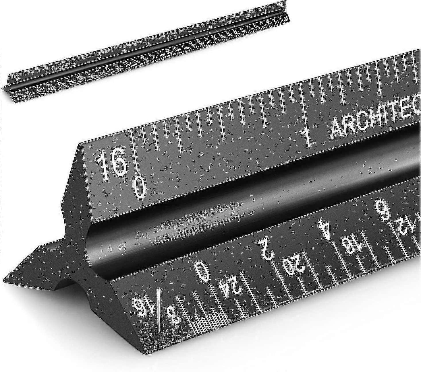 Architectural Scale Ruler Aluminum Architect Scale Triangular Scale Ruler For Architects, Draftsman, Students And Engineers--black
