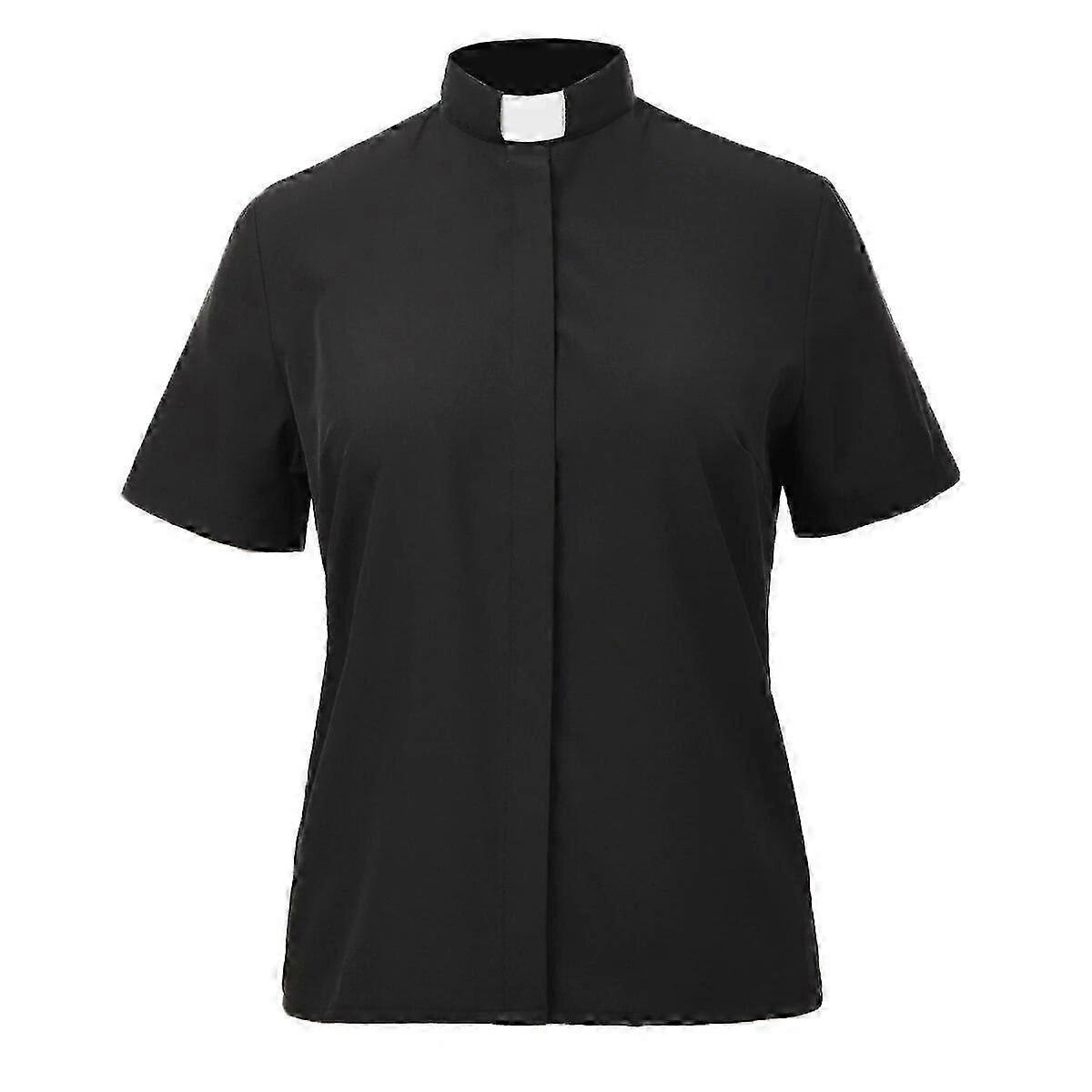 Heyone Prêtre chemise uniforme pour femmes clergé onglet col église catholique pasteur costume Short