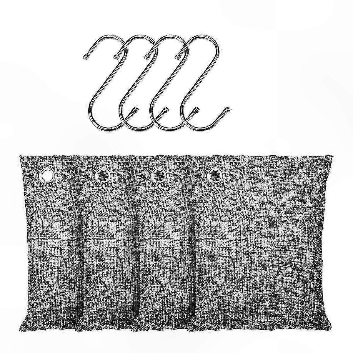 Natural Bamboo Charcoal Air Purifier - 4 Pack of 200g Odor Absorbers with Hooks for Freshening Spaces