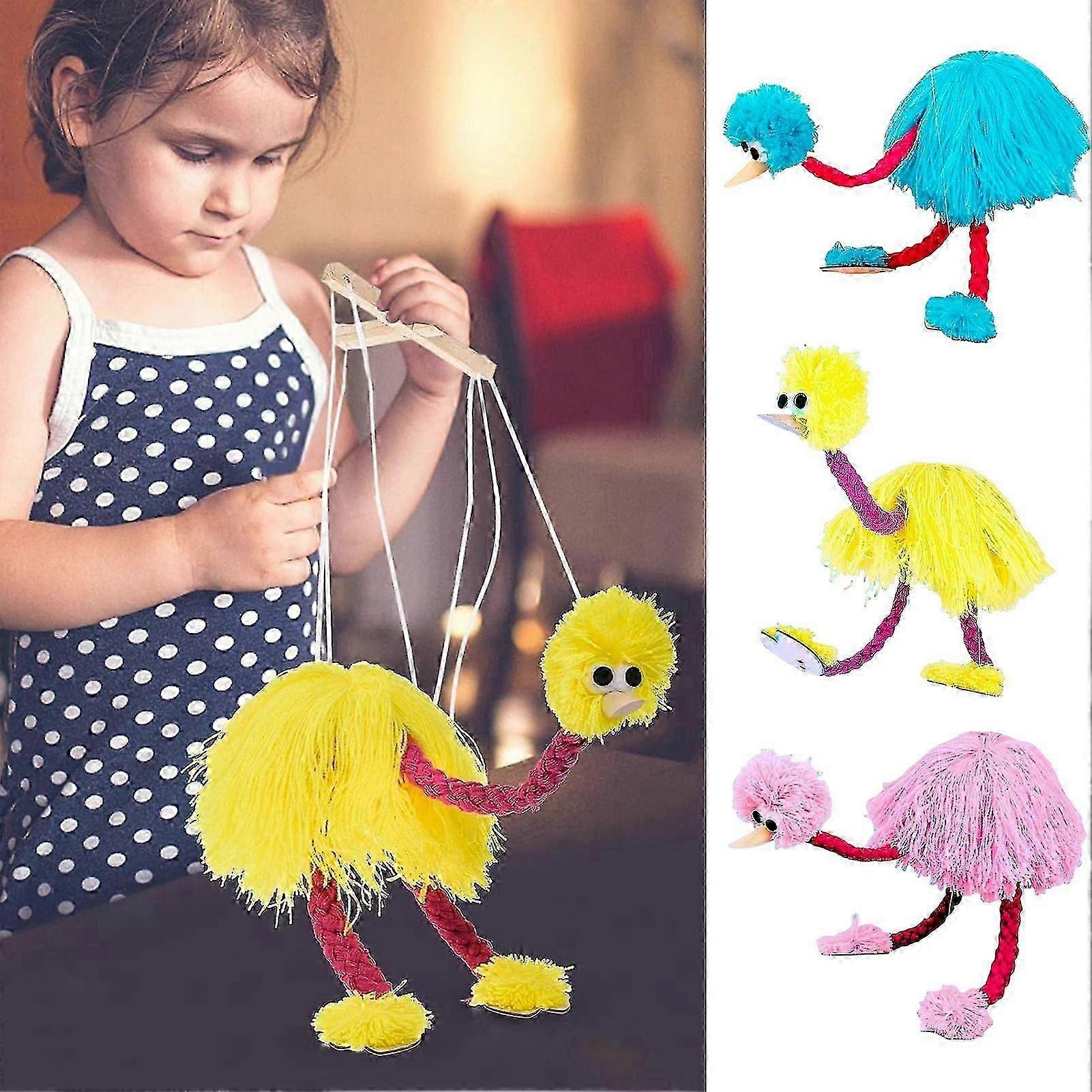 Dickly Strauß Marionette - Handgefertigte Schnurpuppe 36cm ROSA