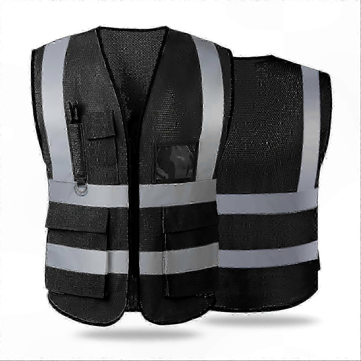 High Visibility Reflective Safety Vest with Zipper and Pockets for Men and Women Meets ANSI Standards