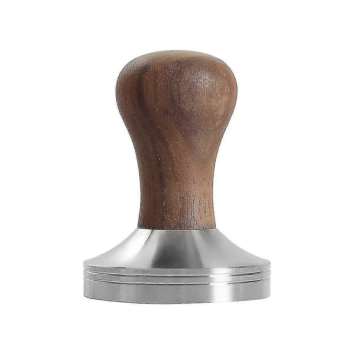 Coffee tamper, 51mm, stainless steel base with solid wood handle for labor-saving and uniform pressing