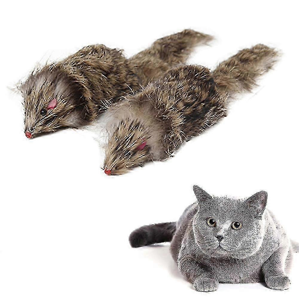 2025 2pcs False Mouse Cat Pet Toys Cat Long-haired Tail Mice Mouse Toys Soft Plush Rabbit Fur Furry Plush Cat Toy For Pet Cats Dogs
