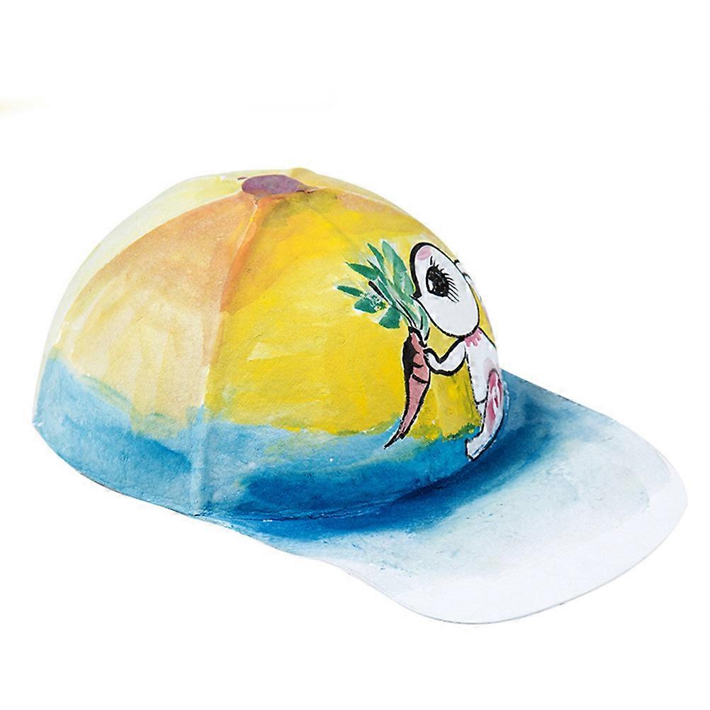 Paper Pulp DIY Baseball Hat for Kids with 4Pcs DIY White Color Drawing Set