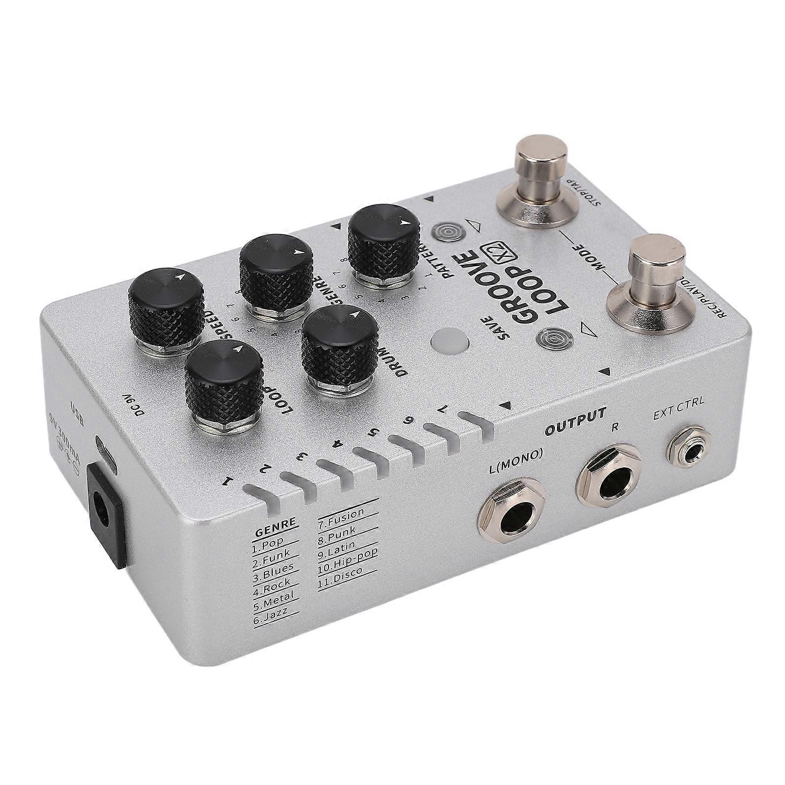 Phrase Loop Effect Stereo Drum Machine Pedal Silver 140min USB