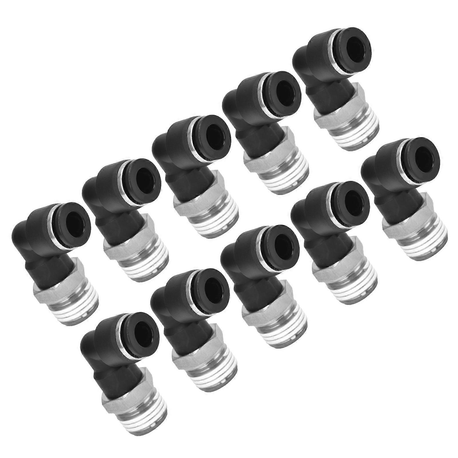 10Pcs L Shape PVC Pneumatic Connectors External Thread for PL