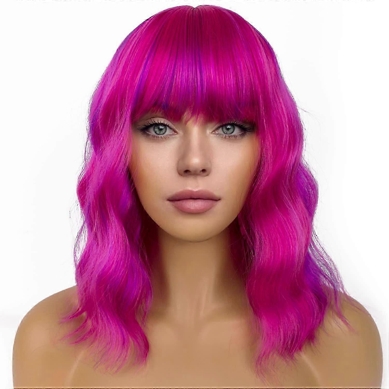 2025 Latest Model Women's Short Bob Wig with Bangs Loose Wavy Wig Curly Wave