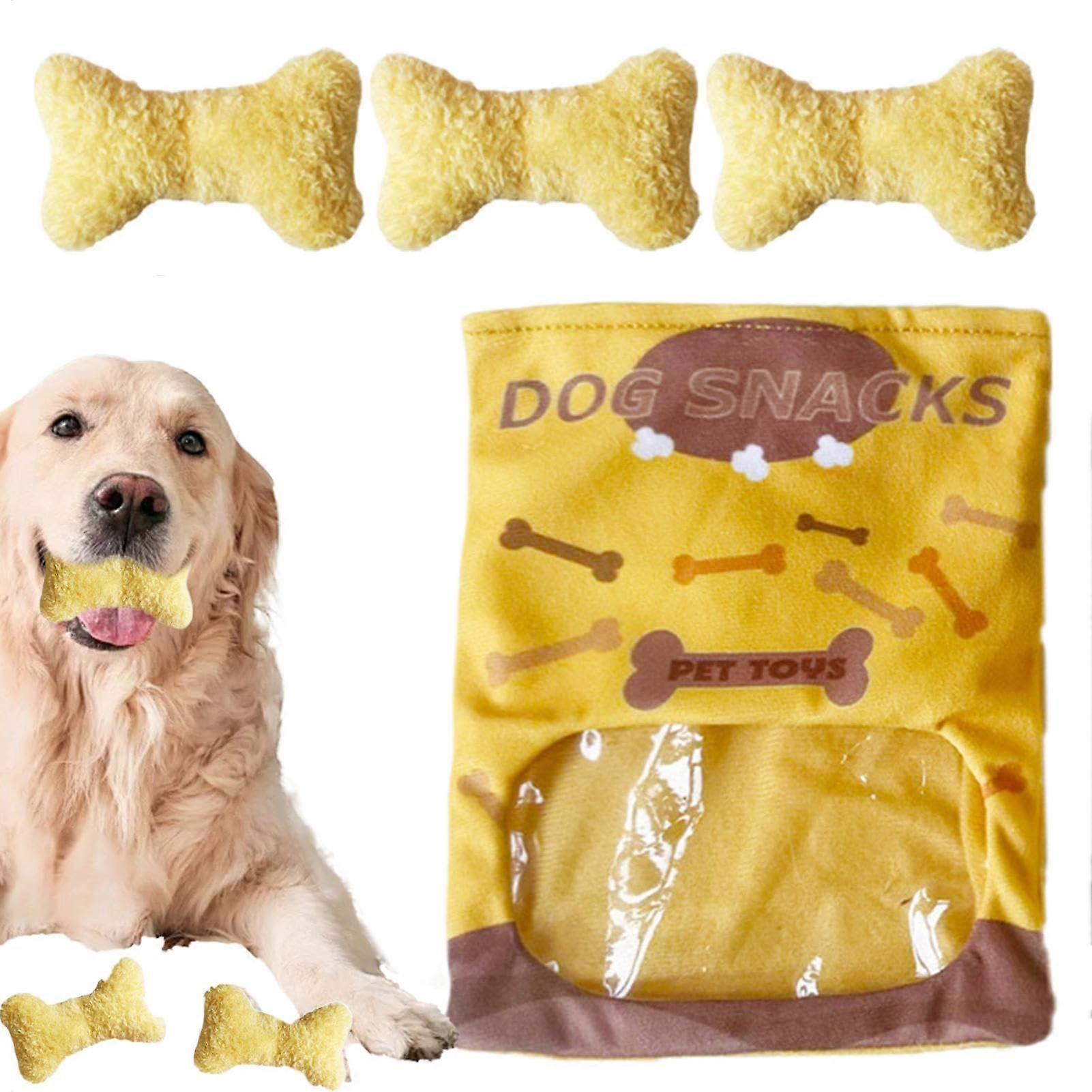 Puppy Chew Toys Stuffed Bone Plush Snuffle Bag Interactive Hiding Puzzle For Puppies Cognitive Training Toy