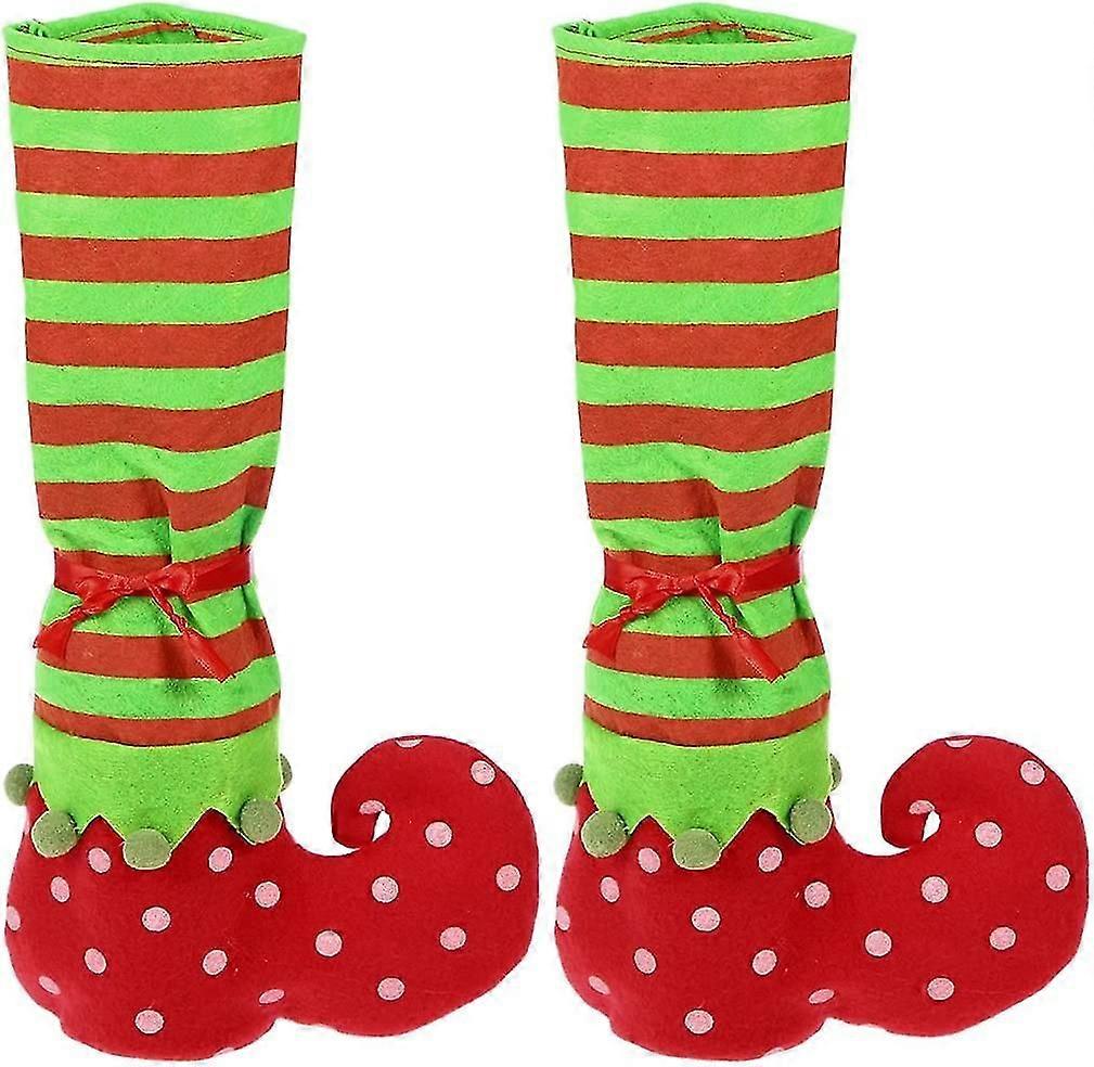 Elf Stocking Table Pokrowce na nogi na nogi do dekoracji świątecznych 2szt