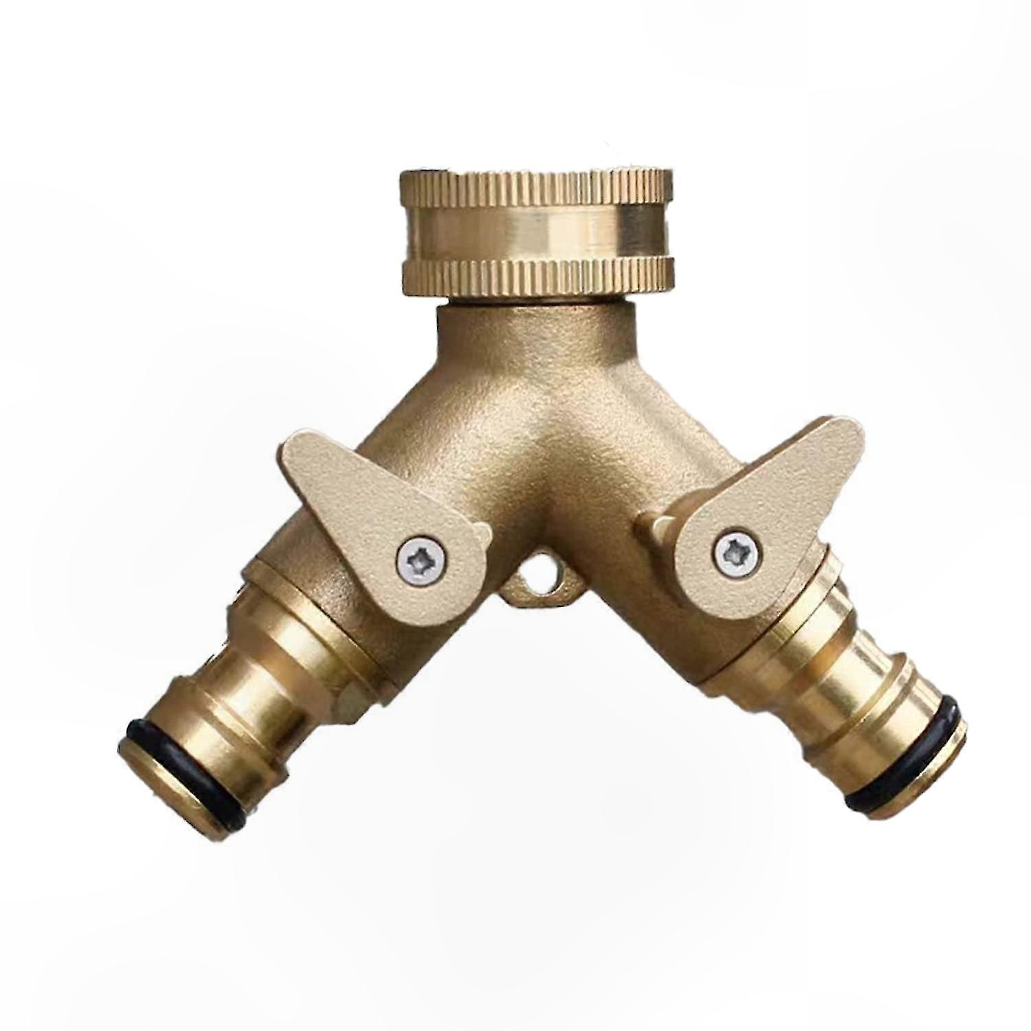 Brass Dual Hose Connector Adapter for Two-Way Water Flow Connection