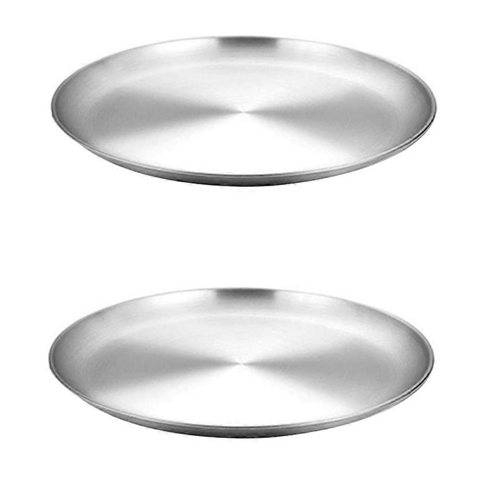 Silver Stainless Steel Bbq Plates for Home Use 2Pcs Practical Food Tray