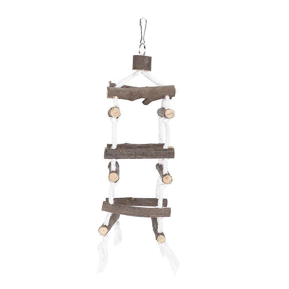 Pet Bird Stairs Drawbridge Three Layers Climbing Ladder Parrots Wooden Chewing Toy