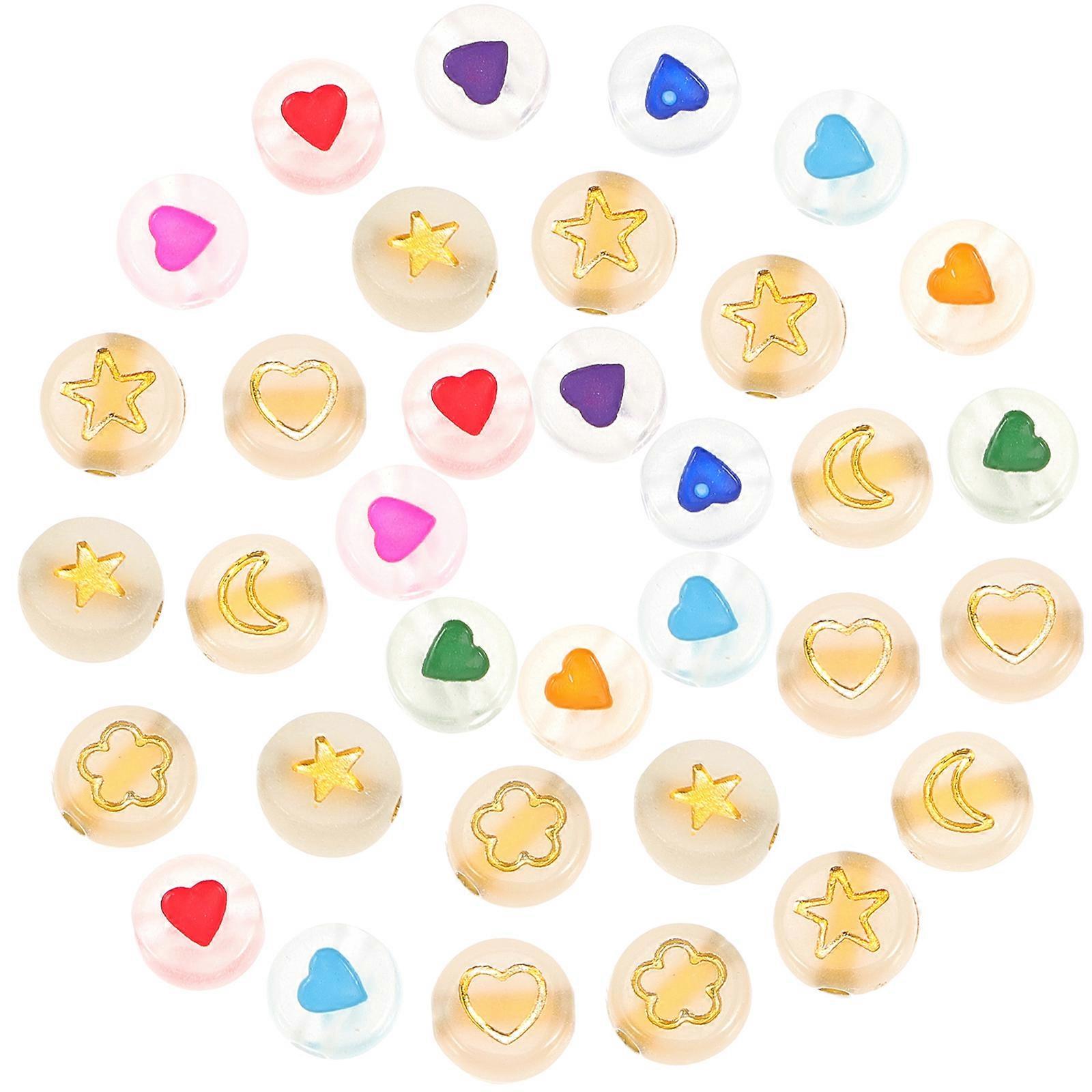 Luminous Acrylic Loose Beads Heart Star Shapes for Theme Activities Assorted Color 300Pcs