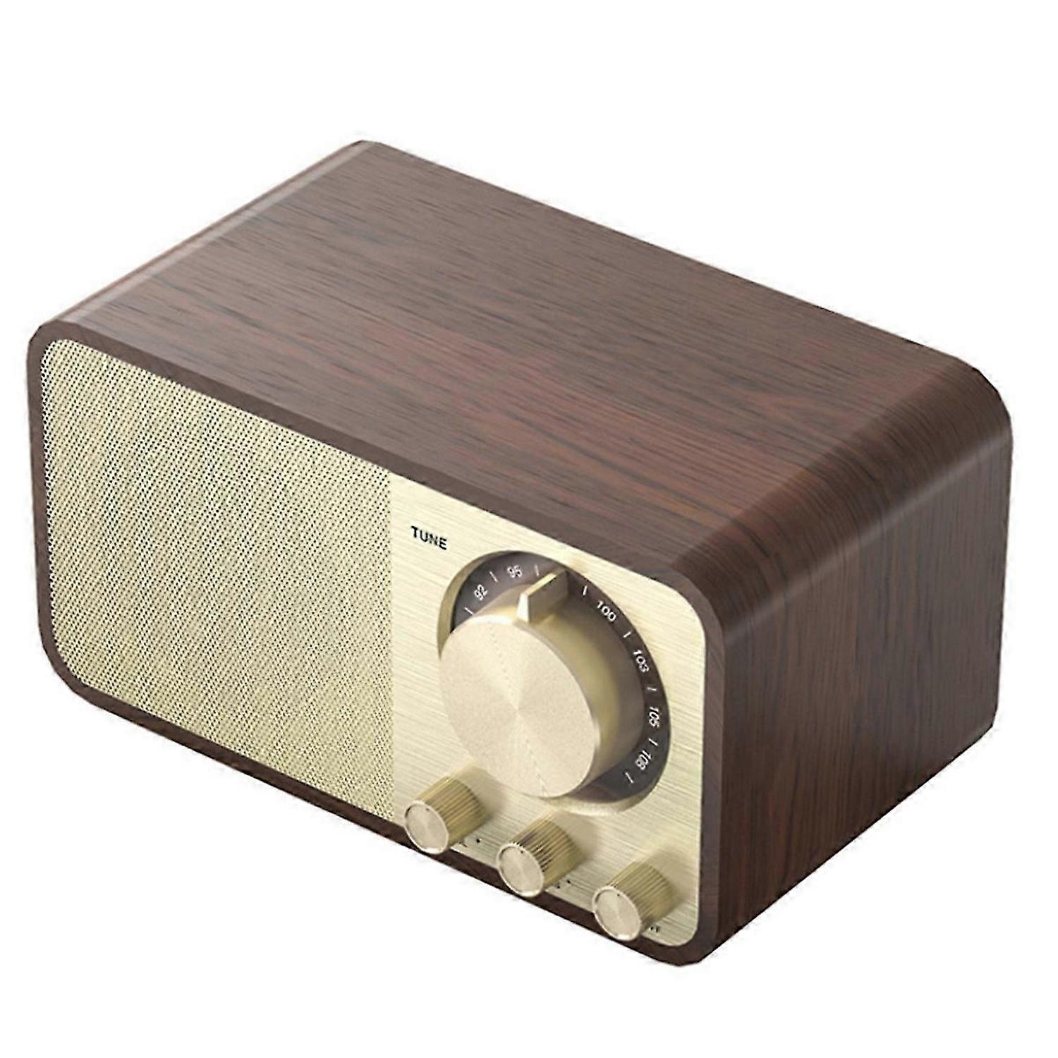 Portable Retro FM Radio with Bluetooth & Subwoofer Wooden
