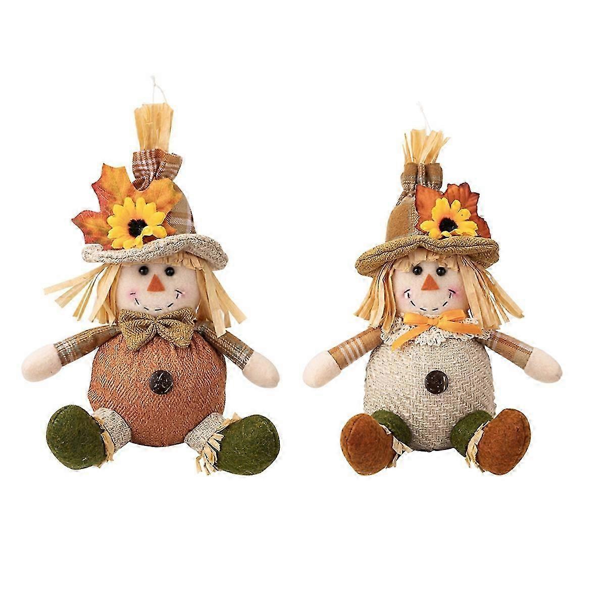 2PCS Harvest Season Doll Handmade Sitting Dolls Table Ornaments
