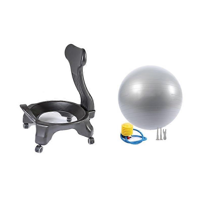 Exercise Ball Chair For Active Sitting, Improves Posture, Office And Workout Use, Relieves Back Pain, Grey