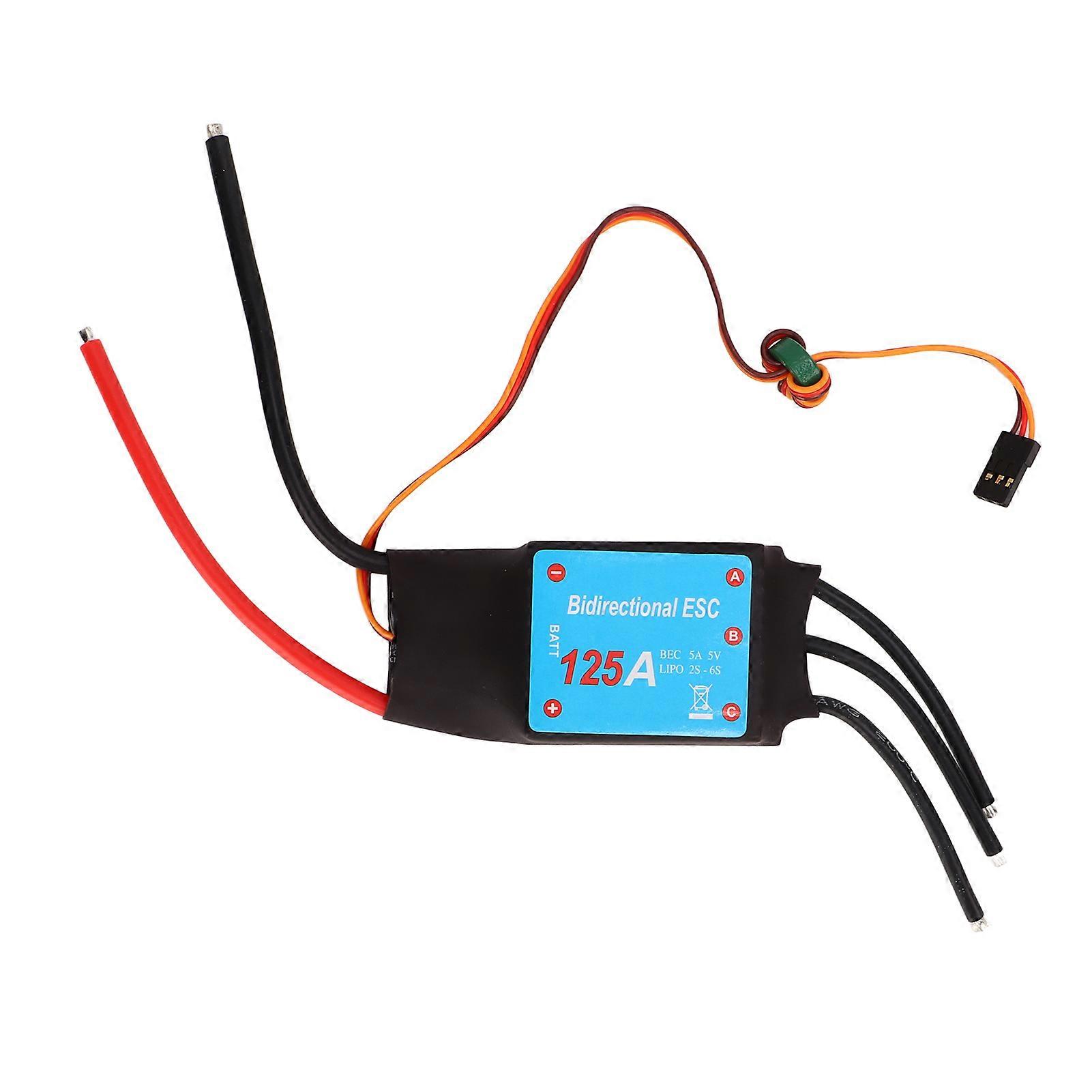 Black 125A Brushless Speed Controller, Water Cooled Bidirectional Speed Controller for RC Boat, Underwater Propeller