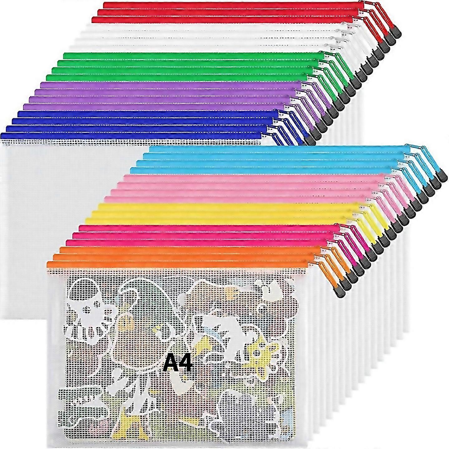 For 10 Colors Zipper Mesh Document Bag A4 Letter Size Mesh Bag36pcs