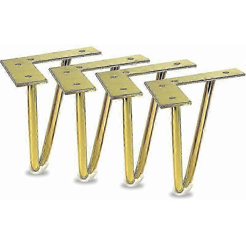 Pacote com 4 Pernas de Móveis de Metal Dourado de 6 Polegadas para Armário ou Suporte de TV