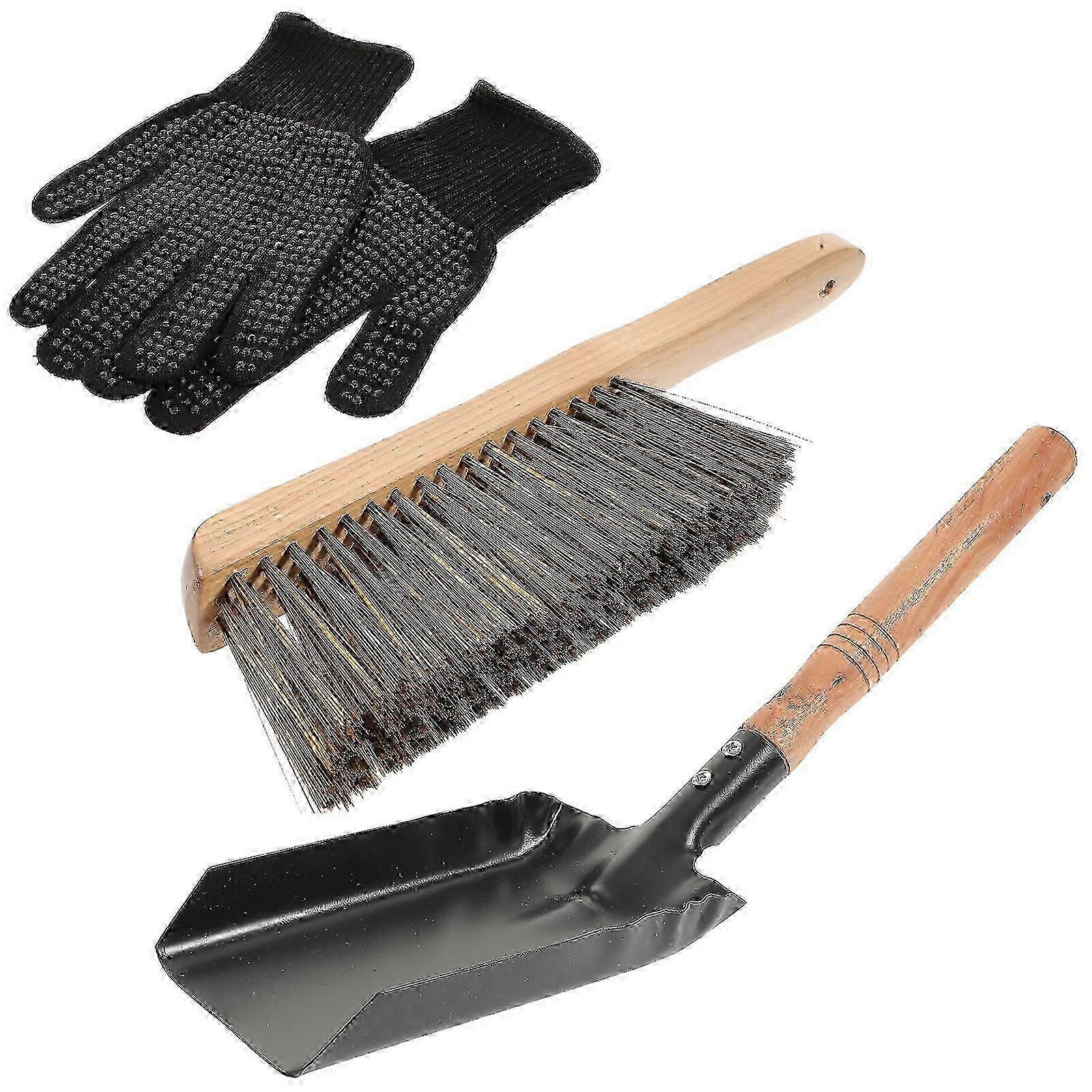 Multi-Functional Stove Shovel with Grill Glove and Coal Bucket Tool for Fireplace Ash Removal