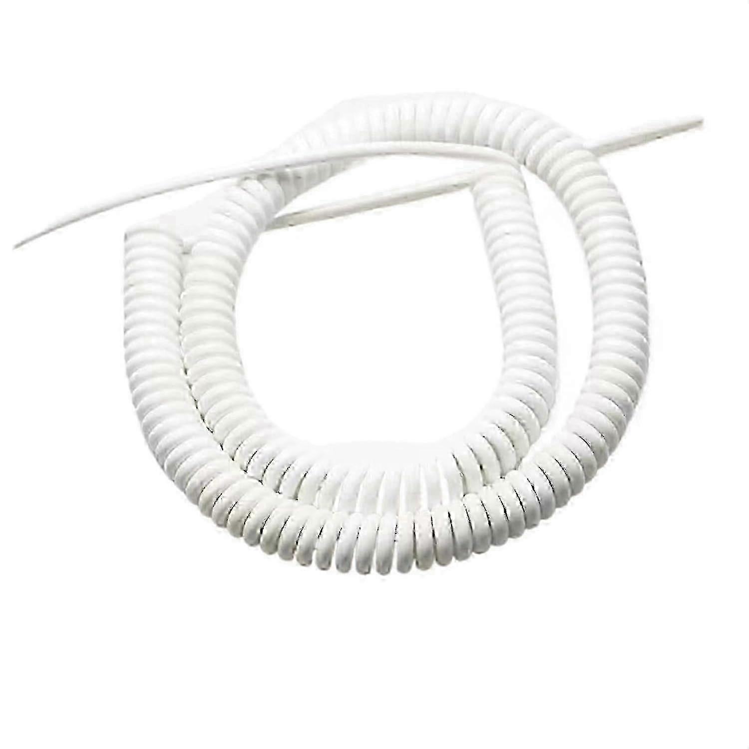 Spring Power Cord, Coiled Extension Cord, 3 Cores Expandable Spring Cable White 15awg 5 Meters
