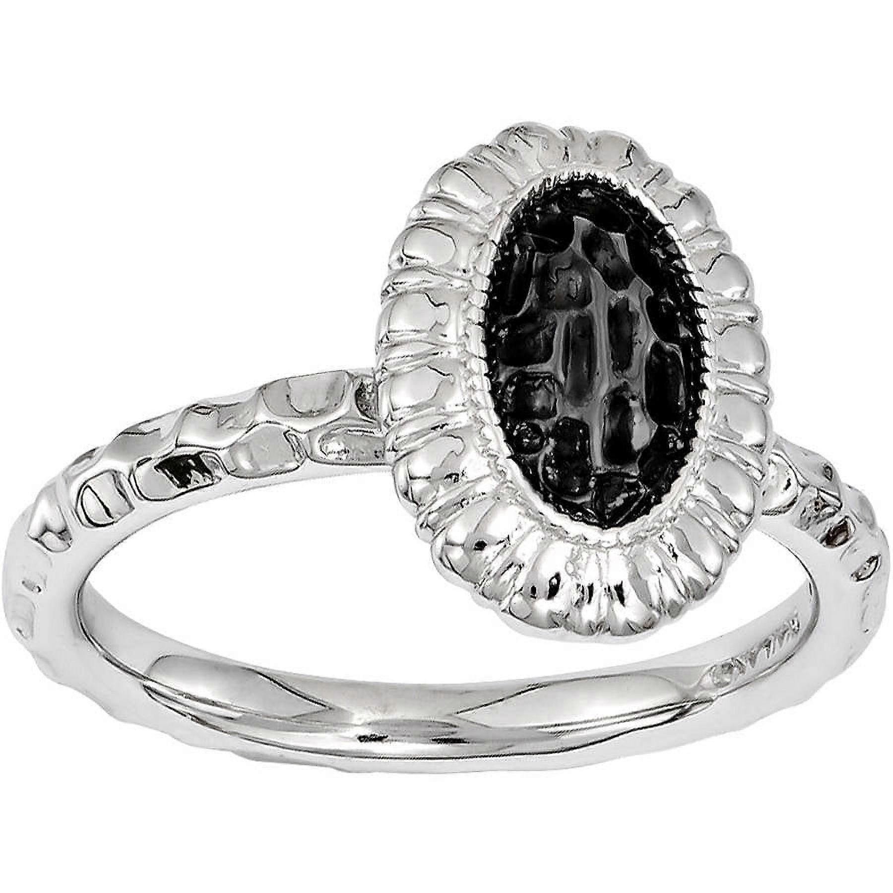 Sterling Silver Ruthenium-Plated Oval Ring